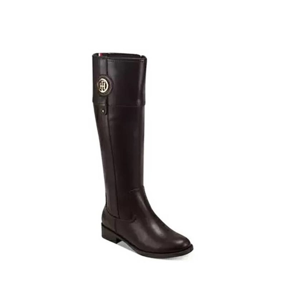 TOMMY Hilfiger women, knee-high, riding boot,Dark brown